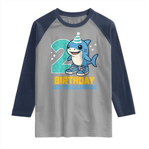 2 Years Old Birthday Brainrot Raglan Shirt Funny Tralalero Tralala Los Tralaleritos Meme Shark TS10 Sport Gray Navy Print Your Wear