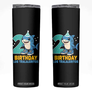2 Years Old Birthday Brainrot Skinny Tumbler Funny Tralalero Tralala Los Tralaleritos Meme Shark TS10 Black Print Your Wear