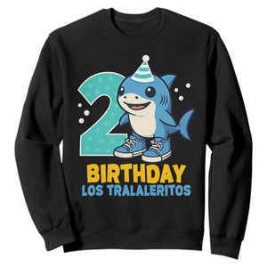 2 Years Old Birthday Brainrot Sweatshirt Funny Tralalero Tralala Los Tralaleritos Meme Shark TS10 Black Print Your Wear