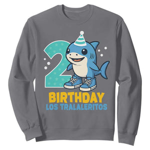 2 Years Old Birthday Brainrot Sweatshirt Funny Tralalero Tralala Los Tralaleritos Meme Shark TS10 Charcoal Print Your Wear