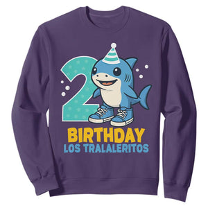 2 Years Old Birthday Brainrot Sweatshirt Funny Tralalero Tralala Los Tralaleritos Meme Shark TS10 Purple Print Your Wear