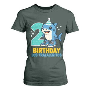 2 Years Old Birthday Brainrot T Shirt For Women Funny Tralalero Tralala Los Tralaleritos Meme Shark TS10 Dark Forest Green Print Your Wear