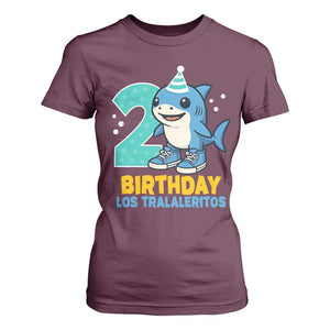 2 Years Old Birthday Brainrot T Shirt For Women Funny Tralalero Tralala Los Tralaleritos Meme Shark TS10 Maroon Print Your Wear