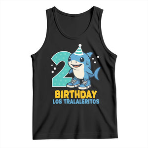 2 Years Old Birthday Brainrot Tank Top Funny Tralalero Tralala Los Tralaleritos Meme Shark TS10 Black Print Your Wear