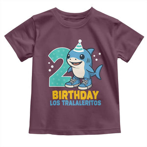 2 Years Old Birthday Brainrot Toddler T Shirt Funny Tralalero Tralala Los Tralaleritos Meme Shark TS10 Maroon Print Your Wear