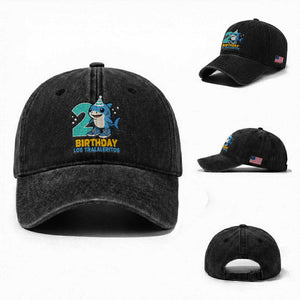 2 Years Old Birthday Brainrot Washed Cotton Baseball Cap Funny Tralalero Tralala Los Tralaleritos Meme Shark