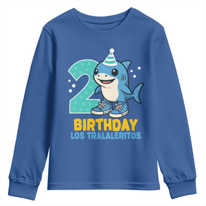 2 Years Old Birthday Brainrot Youth Sweatshirt Funny Tralalero Tralala Los Tralaleritos Meme Shark TS10 Royal Blue Print Your Wear