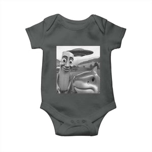 Funny Italian Brainrot Meme Baby Onesie Funny Tung Tung Tung Sahur Tralalero Tralala Selfie TS10 Dark Heather Print Your Wear