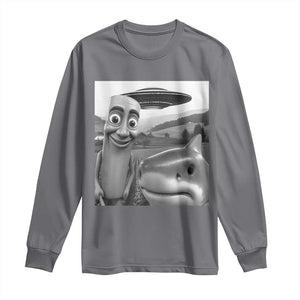 Funny Italian Brainrot Meme Long Sleeve Shirt Funny Tung Tung Tung Sahur Tralalero Tralala Selfie TS10 Charcoal Print Your Wear