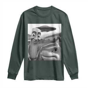 Funny Italian Brainrot Meme Long Sleeve Shirt Funny Tung Tung Tung Sahur Tralalero Tralala Selfie TS10 Dark Forest Green Print Your Wear