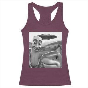 Funny Italian Brainrot Meme Racerback Tank Top Funny Tung Tung Tung Sahur Tralalero Tralala Selfie TS10 Maroon Print Your Wear