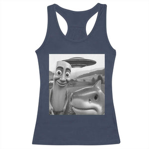 Funny Italian Brainrot Meme Racerback Tank Top Funny Tung Tung Tung Sahur Tralalero Tralala Selfie TS10 Navy Print Your Wear