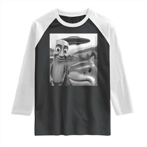 Funny Italian Brainrot Meme Raglan Shirt Funny Tung Tung Tung Sahur Tralalero Tralala Selfie TS10 Black White Print Your Wear