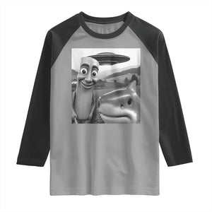 Funny Italian Brainrot Meme Raglan Shirt Funny Tung Tung Tung Sahur Tralalero Tralala Selfie TS10 Sport Gray Black Print Your Wear