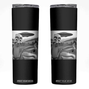 Funny Italian Brainrot Meme Skinny Tumbler Funny Tung Tung Tung Sahur Tralalero Tralala Selfie TS10 Black Print Your Wear