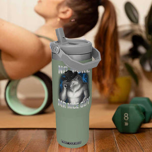 Funny Alpha Wolf Flip Straw Tumbler No More Mr Nice Guy Unhinged Brainrot Meme Vintage Bootleg TS10 One Size: 30 oz Moss Green Print Your Wear