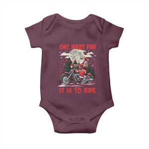 Motorcycle Biker Santa Christmas Baby Onesie Oh What Fun It is To Ride TS10 Maroon Print Your Wear