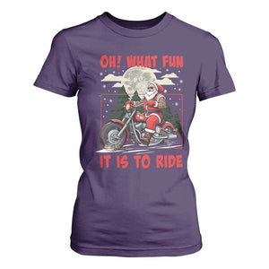 Motorcycle Biker Santa Christmas T Shirt For Women Oh What Fun It is To Ride TS10 Purple Print Your Wear