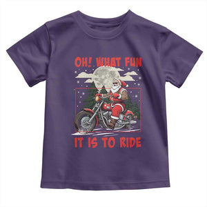 Motorcycle Biker Santa Christmas Toddler T Shirt Oh What Fun It is To Ride TS10 Purple Print Your Wear