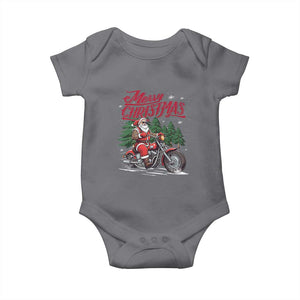 Christmas Motorcycle Santa Baby Onesie Funny Motorbike Rider Grandpa Merry Xmas TS10 Charcoal Print Your Wear