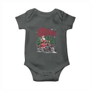 Christmas Motorcycle Santa Baby Onesie Funny Motorbike Rider Grandpa Merry Xmas TS10 Dark Heather Print Your Wear