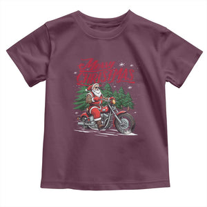 Christmas Motorcycle Santa Baby Shirt Funny Motorbike Rider Grandpa Merry Xmas TS10 Maroon Print Your Wear