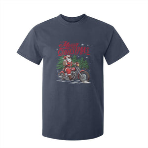 Christmas Motorcycle Santa T Shirt For Kid Funny Motorbike Rider Grandpa Merry Xmas TS10 Navy Print Your Wear