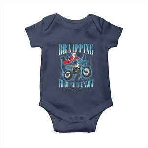 Dirt Bike Christmas Baby Onesie Brraaap Funny Motocross Biker Xmas Gift TS10 Navy Print Your Wear