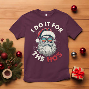 Funny Christmas T Shirt Santa I Do It For The Ho's TS10 Maroon Print Your Wear