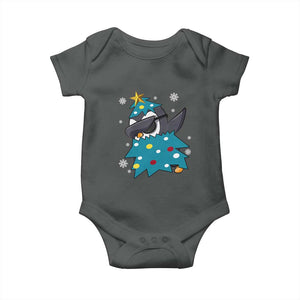 Christmas Penguin Baby Onesie Funny Animals Xmas Tree Lights Boys Kids TS10 Dark Heather Print Your Wear