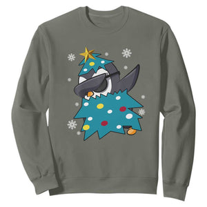 Christmas Penguin Sweatshirt Funny Animals Xmas Tree Lights Boys Kids TS10 Military Green Print Your Wear