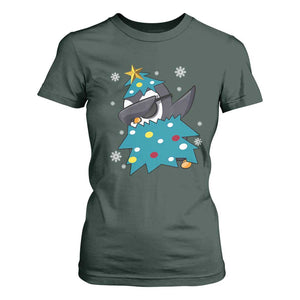 Christmas Penguin T Shirt For Women Funny Animals Xmas Tree Lights Boys Kids TS10 Dark Forest Green Print Your Wear