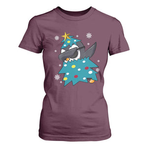 Christmas Penguin T Shirt For Women Funny Animals Xmas Tree Lights Boys Kids TS10 Maroon Print Your Wear