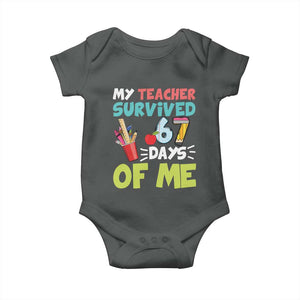 My Teacher Survived 67 Days Of Me Baby Onesie Funny Six Seven Teen Gen Z Alpha Meme TS10 Dark Heather Print Your Wear