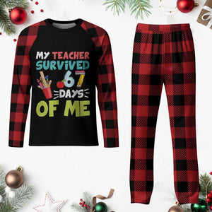 My Teacher Survived 67 Days Of Me Plaid Pajama Set Funny Six Seven Teen Gen Z Alpha Meme TS10 Buffalo Plaid Print Your Wear