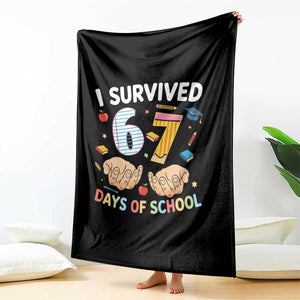 I Survived 67 Days of School Funny Six Seven Meme Throw Blanket TS10 Print Your Wear