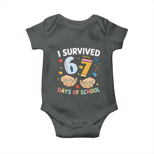 I Survived 67 Days of School Funny Six Seven Meme Baby Onesie TS10 Dark Heather Print Your Wear