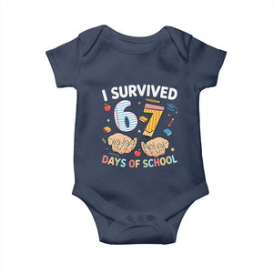 I Survived 67 Days of School Funny Six Seven Meme Baby Onesie TS10 Navy Print Your Wear