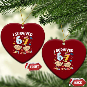 I Survived 67 Days of School Funny Six Seven Meme Ceramic Ornament TS10 Print Your Wear