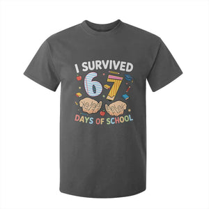 I Survived 67 Days of School Funny Six Seven Meme T Shirt For Kid TS10 Dark Heather Print Your Wear
