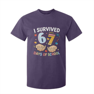 I Survived 67 Days of School Funny Six Seven Meme T Shirt For Kid TS10 Purple Print Your Wear