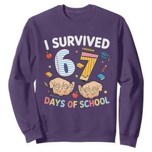 I Survived 67 Days of School Funny Six Seven Meme Sweatshirt TS10 Purple Print Your Wear