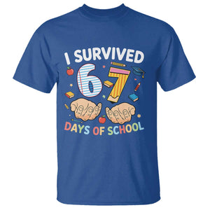 I Survived 67 Days of School Funny Six Seven Meme T Shirt TS10 Royal Blue Print Your Wear