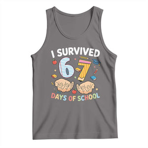 I Survived 67 Days of School Funny Six Seven Meme Tank Top TS10 Deep Heather Print Your Wear