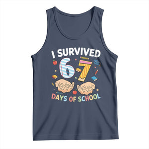 I Survived 67 Days of School Funny Six Seven Meme Tank Top TS10 Navy Print Your Wear