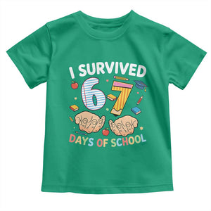 I Survived 67 Days of School Funny Six Seven Meme Toddler T Shirt TS10 Irish Green Print Your Wear