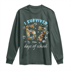 I Survived 67 Days of School Funny Six Seven Italian Brainrot Long Sleeve Shirt TS10 Dark Forest Green Print Your Wear