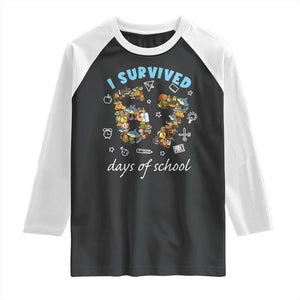 I Survived 67 Days of School Funny Six Seven Italian Brainrot Raglan Shirt TS10 Black White Print Your Wear