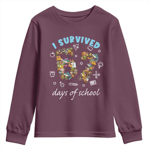 I Survived 67 Days of School Funny Six Seven Italian Brainrot Youth Sweatshirt TS10 Maroon Print Your Wear