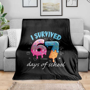 I Survived 67 Days of School Funny Six Seven Meme Throw Blanket Baseball Ice Cream Dripping TS10 Print Your Wear